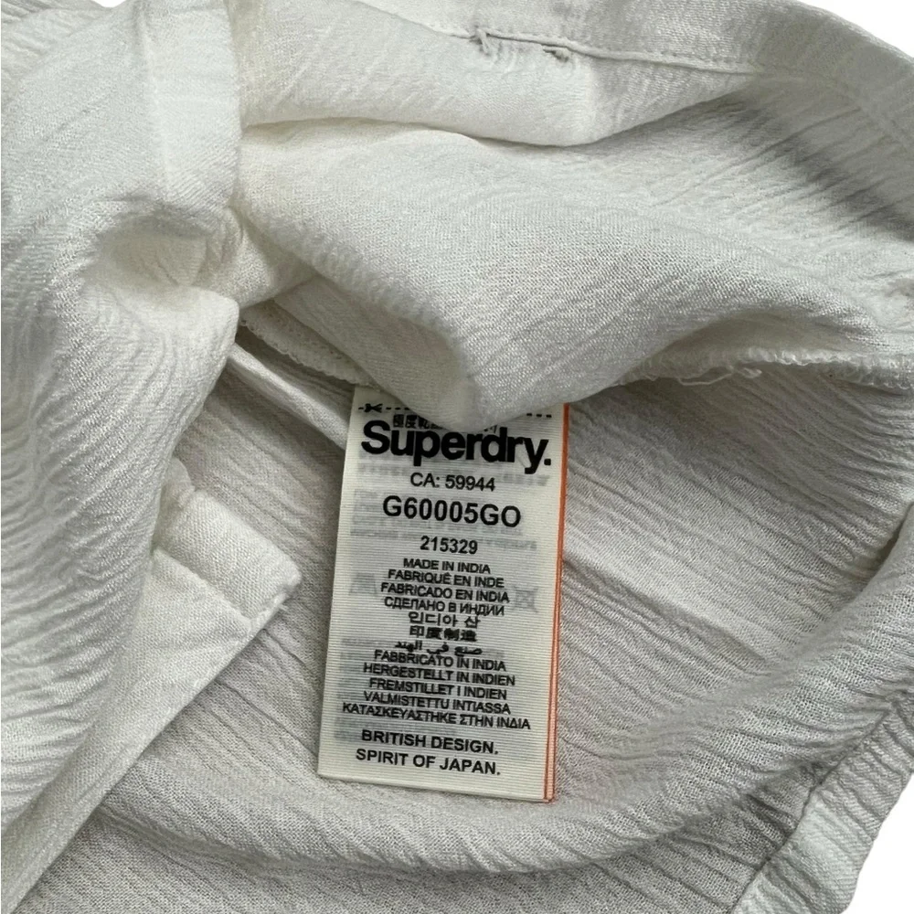 Superdry Women Sheer Button Up V Neck Long Sleeve Blouse Large Off White - Picture 5 of 8